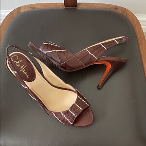 Cole Haan Nike Air Dark Brown Slingback leather Heels sz 8,5